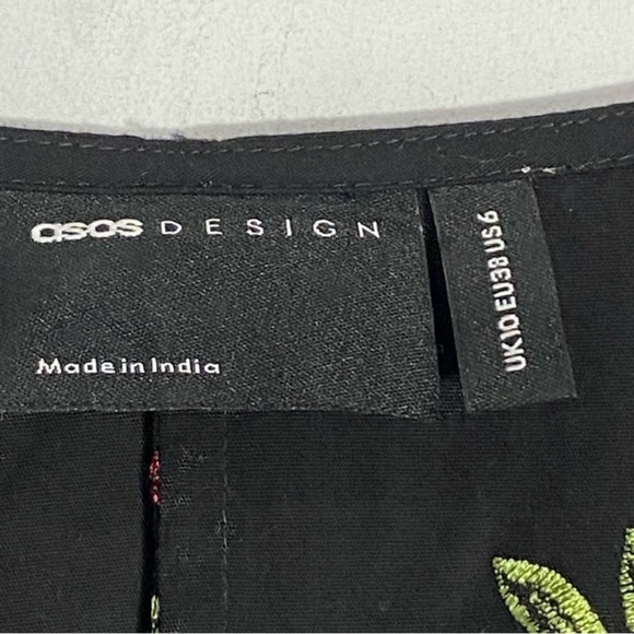 ASOS DESIGN Cotton Embroidered V-neck Smock Drop Waist Dress - Picture 13 of 14